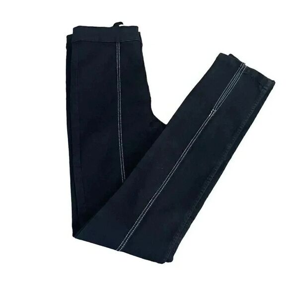Zara Women’s Black Striped Slit High Waisted Skinny Pants SZ 4 #1130 - Picture 8 of 13